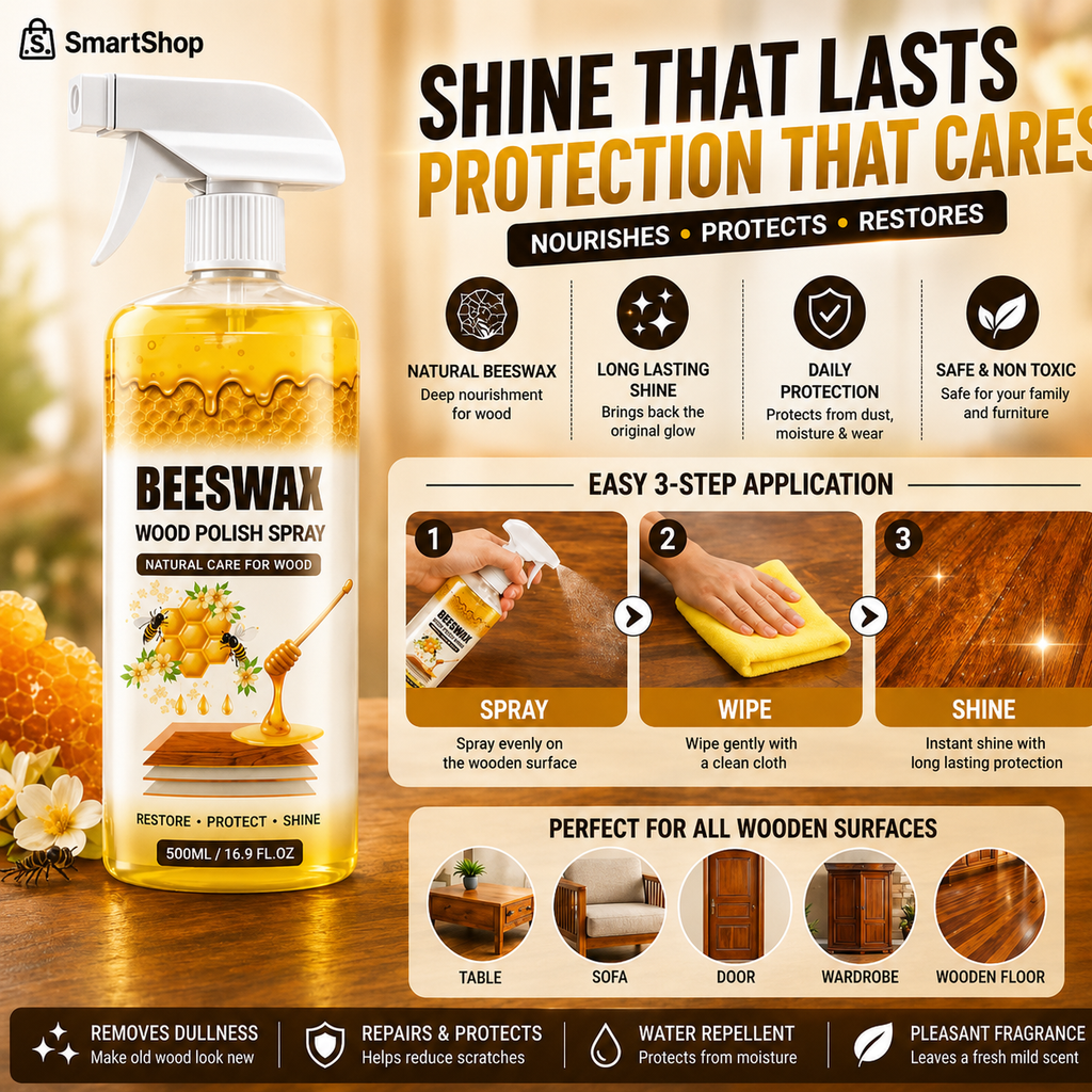 Beeswax Wood Polish Spray | Restore Shine , Protect Furniture
