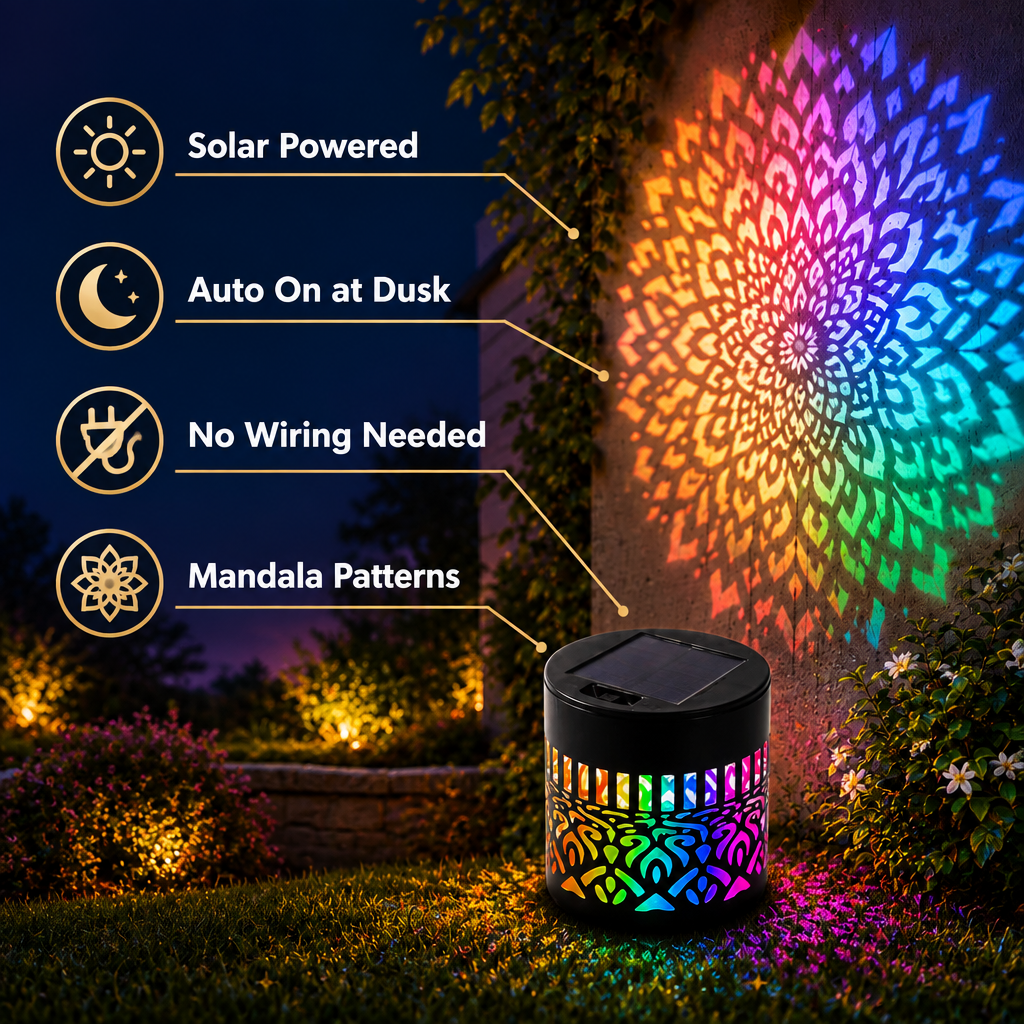 MandalaGlow - Solar Mandala Projector Light