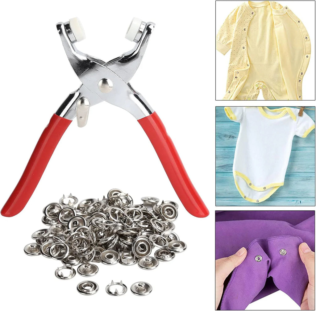Heavy Duty Snap Button Fastener Plier Tool Kit