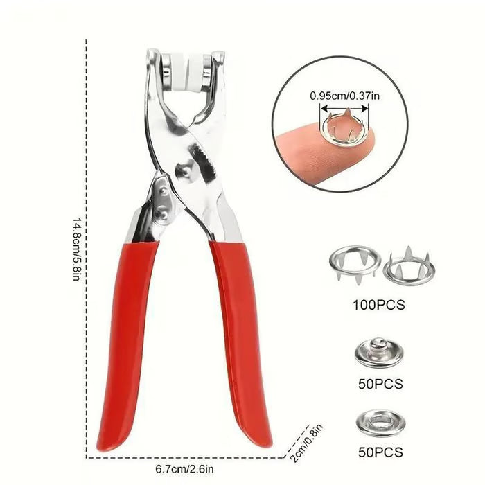Heavy Duty Snap Button Fastener Plier Tool Kit