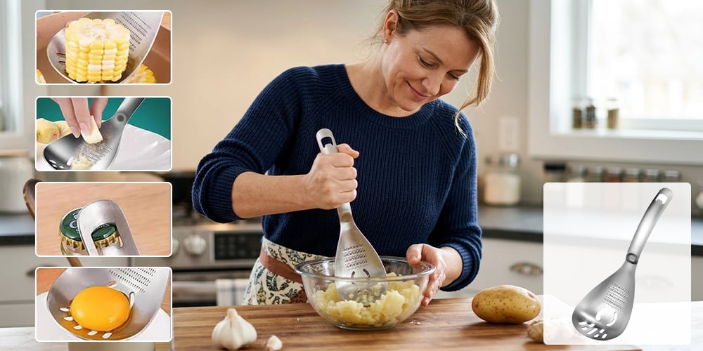 CookBuddy Pro 5-in-1 Spoon, Grater & Bottle opener