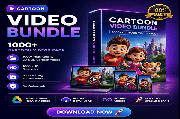 2000+ Ready-to-Upload 2D & 3D Cartoon Videos Ready to Upload