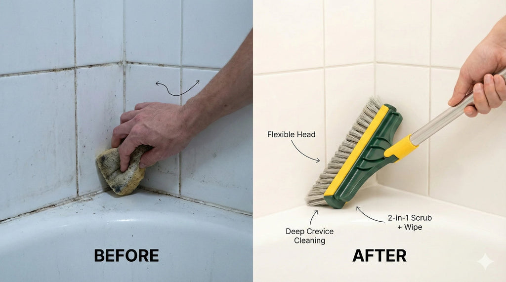 CleanEdge – 2-in-1 Scrubbing Brush | Corner Wiper | Flexible Head
