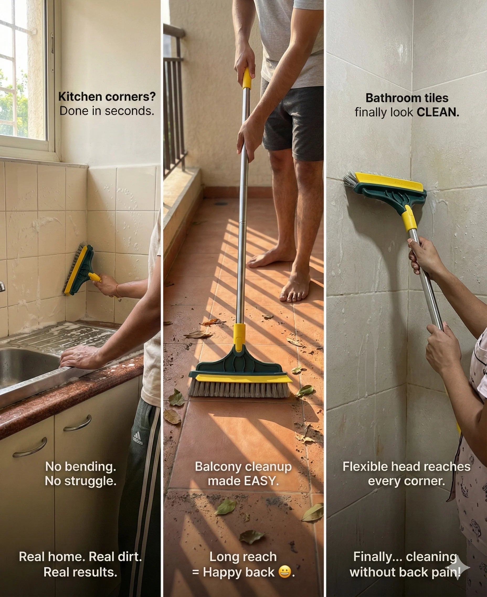CleanEdge – 2-in-1 Scrubbing Brush | Corner Wiper | Flexible Head